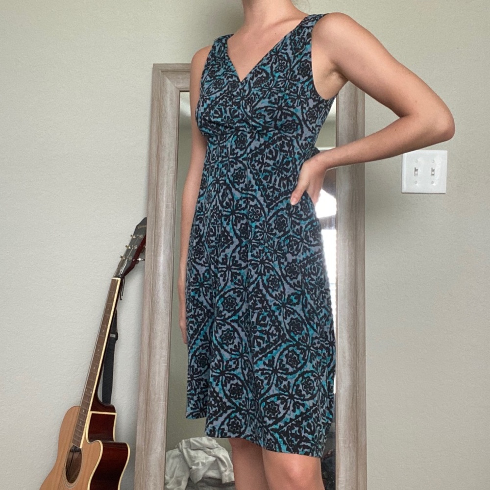 blue & black midi dress